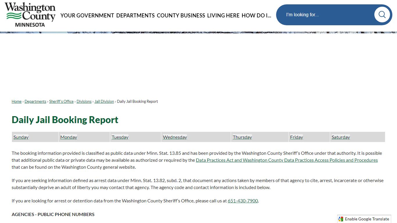 Daily Jail Booking Report | Washington County, MN - Official Website