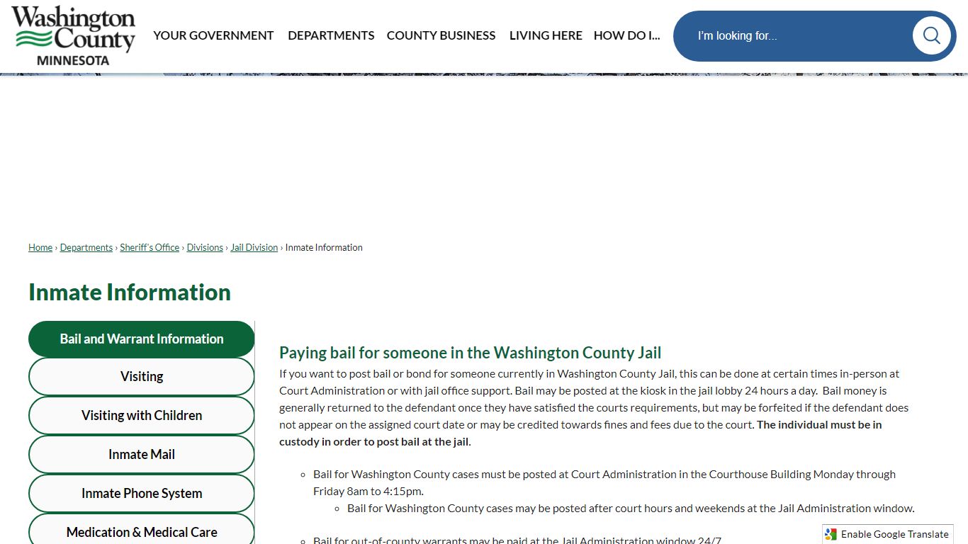 Inmate Information | Washington County, MN - Official Website
